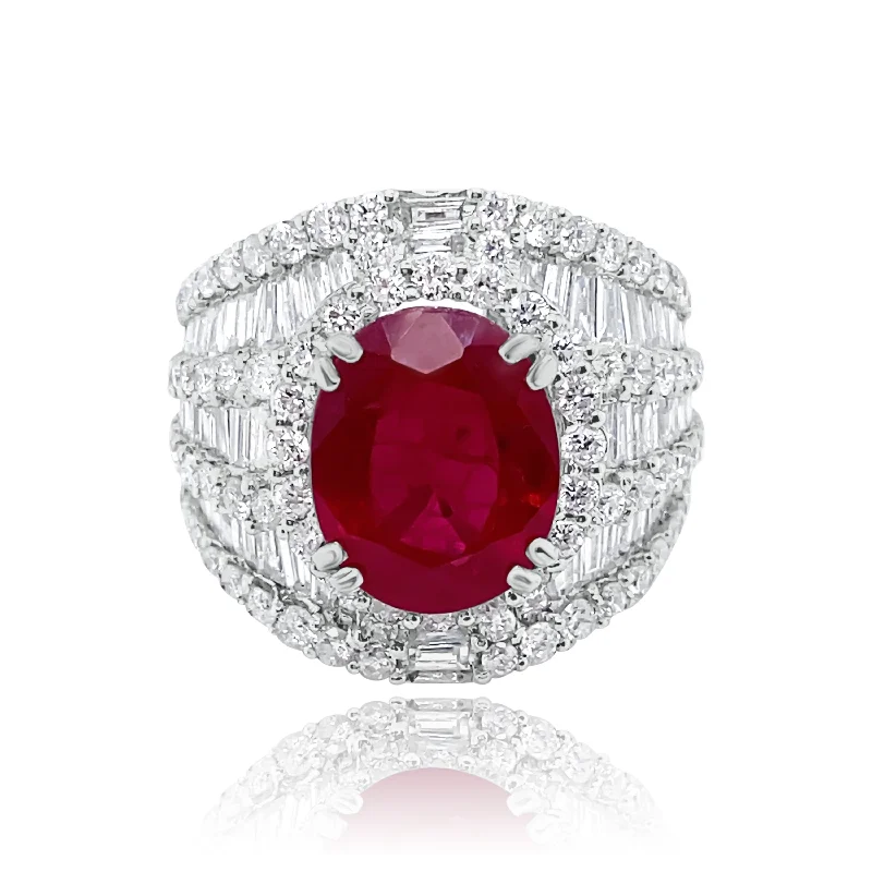 Mixed Metal Wedding Rings-Ruby & Diamonds "Statement" Ring