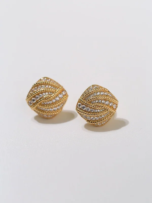 Minimalist Gold Earrings-Vintage-Inspired Square Twist Diamond Stud Earrings