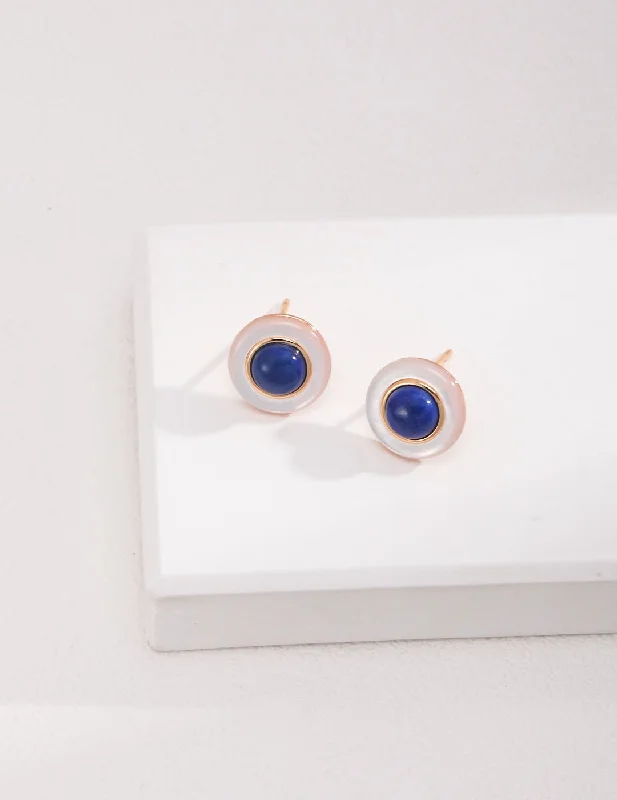 Colorful Drop Earrings-Blue and White Lapis Lazuli Earrings