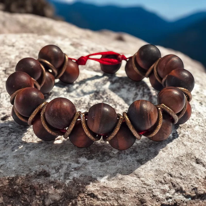 Men’s Custom Silver Charm Bracelets-The Joe Helix Red Tigers Eye Bracelet