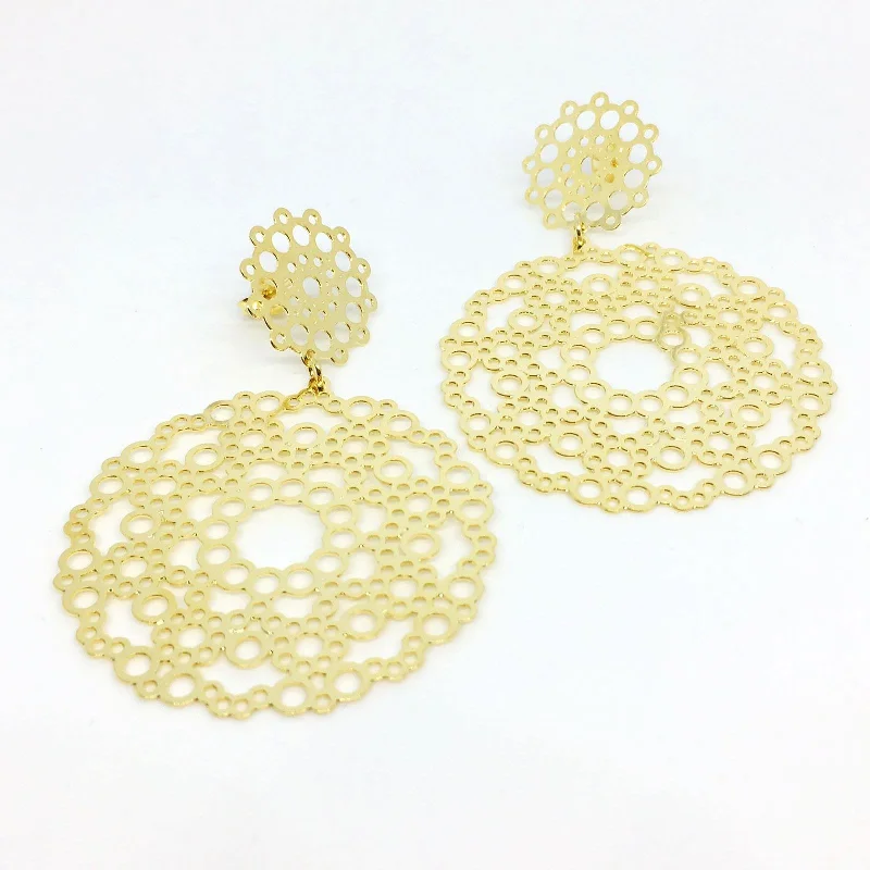 Trendy Gold Hoop Earrings-Redondo Renda