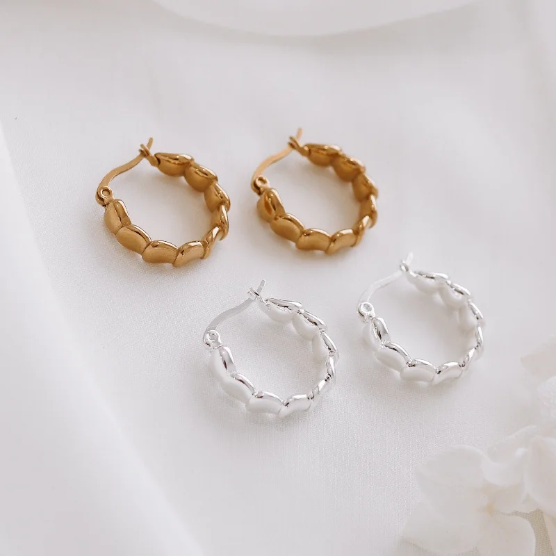 Simple Gemstone Earrings-Ilaria - Gold or Silver Stainless Steel Hoops