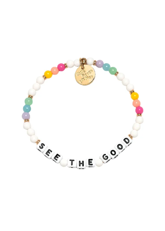 Women’s Personalized Gold Bracelets with Charms-LITTLE WORDS BRACELET - SEE THE GOOD