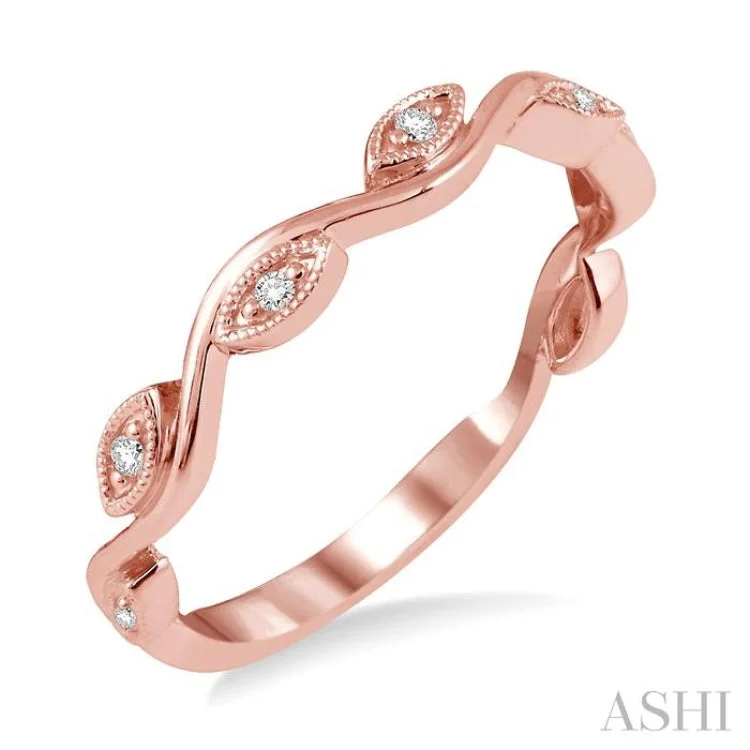 Women’s Wedding Rings-1/20 ctw Marquise Shape Round Cut Diamond Stackable Band in 14K Rose Gold