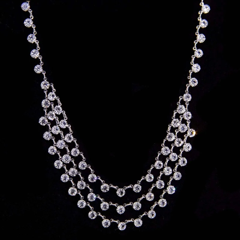 Adjustable Pendant Chain Necklaces-1928 Jewelry Round Vintage Austrian Crystal Draped Necklace 15"