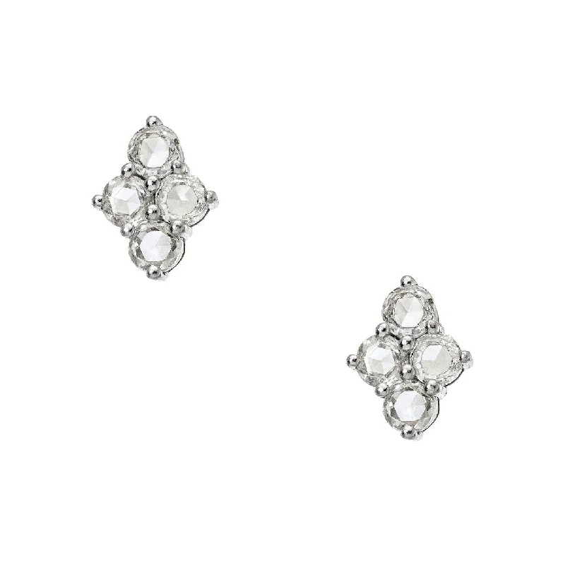 Fashionable Drop Hoop Earrings-Asher Studs White Gold Rose Cut Diamond