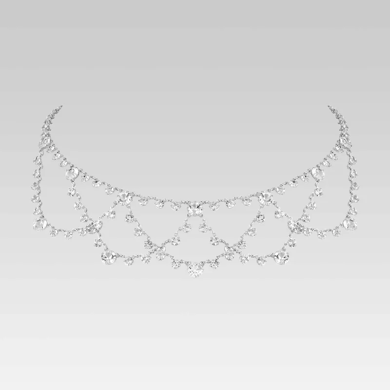 Custom Diamond Necklaces-1928 Jewelry Vintage Austrian Crystal Round Draped Bib Drop Necklace 16"