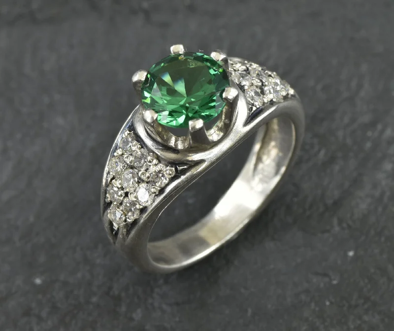 Custom Gemstone Promise Rings-Victorian Emerald Ring - Emerald Engagement Ring - Wide Green Band