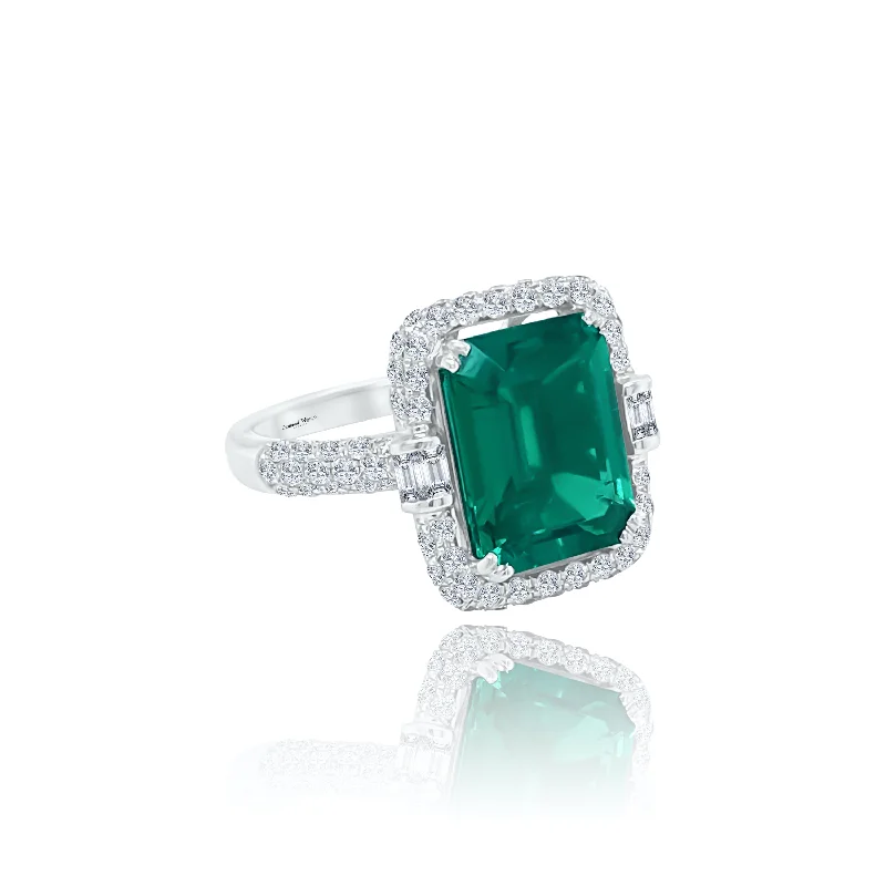 Birthstone Engagement Rings for Men-Emerald & Diamonds "madison" Ring