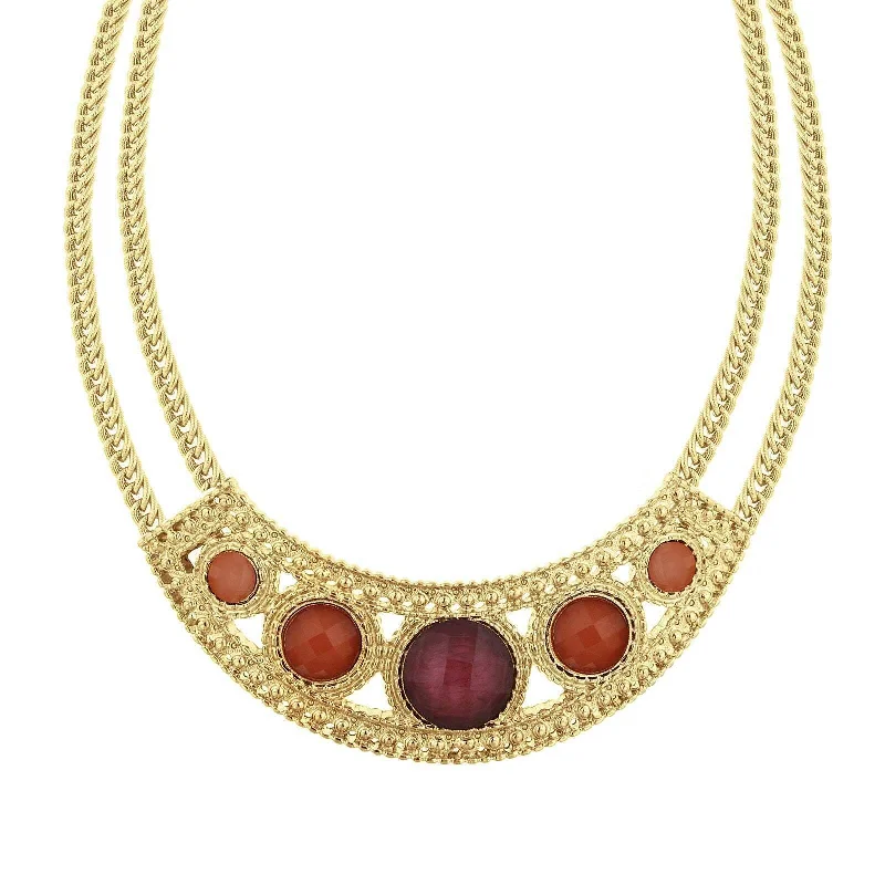 Modern Necklaces-2028 Jewelry Mixed Berry Bib Collar Necklace 16" + 3" Extender