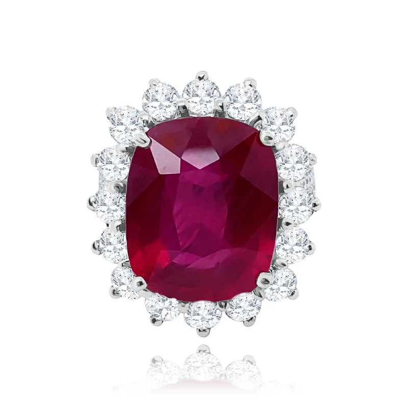 Handmade Engagement Rings-Cushion cut Ruby & DIamonds "Miranda" Ring