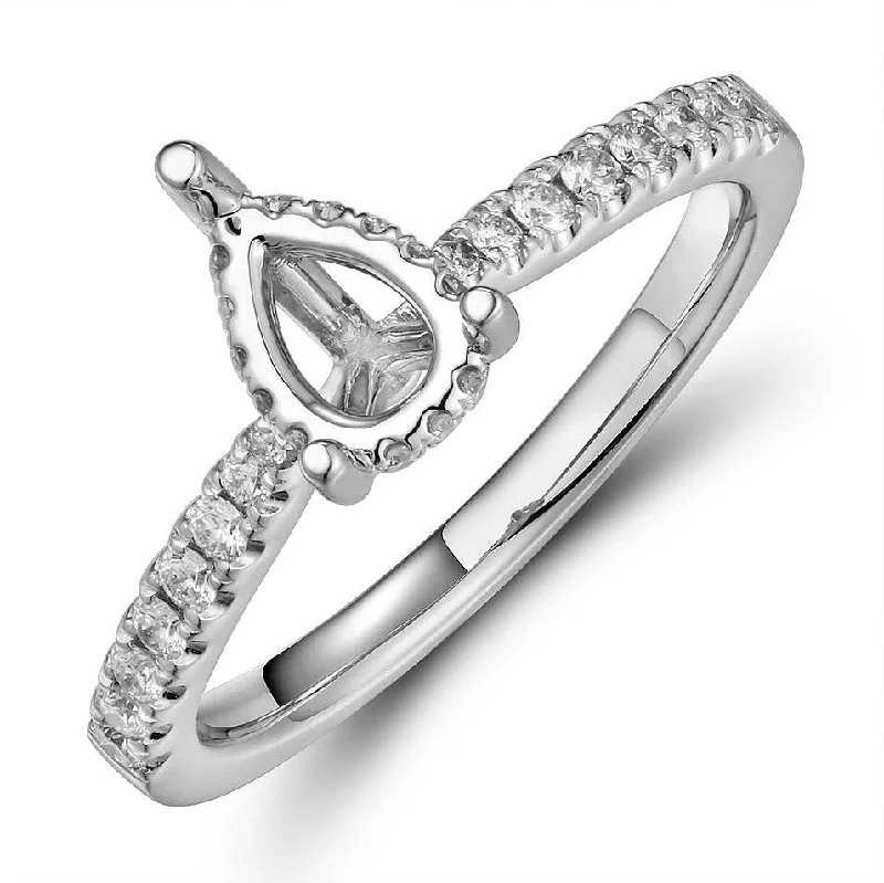 Elegant Engagement Rings-Pear shape Central Stone Ring Mount with Brilliant cut Diamonds