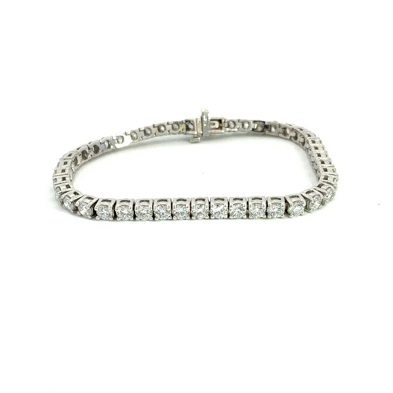 Personalized Custom Silver Cuff Bracelets-LAB GROWN ROUND DIAMONDS (44) 8.30CTW TENNIS BRACELET