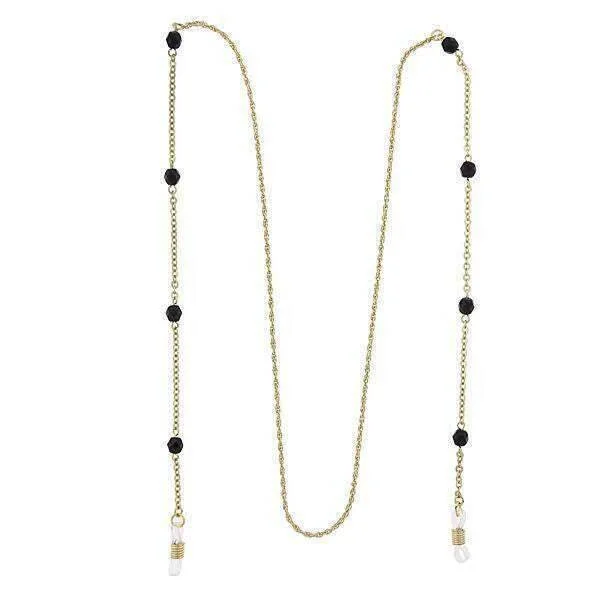 Heart Necklaces-1928 Jewelry Black Bead Eyeglass Holder Chain Necklace 32"