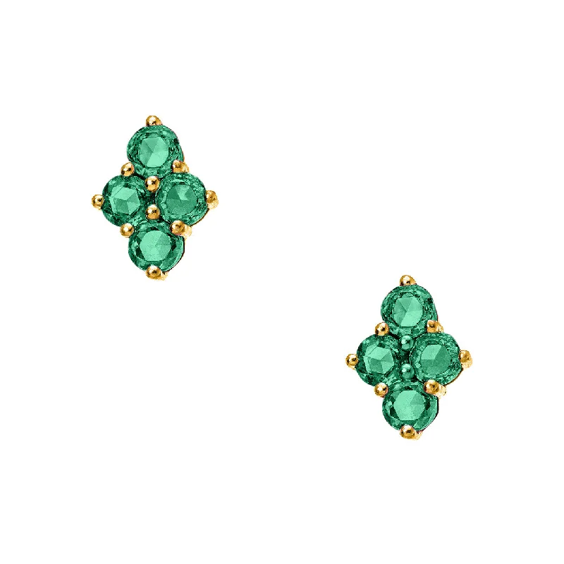 Gold Gemstone Drop Earrings-Asher Studs Yellow Gold Emerald