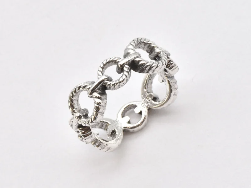 Custom Heart-Shaped Rings-Oval Link Ring - Chain Rope Ring, Twisted Link Ring