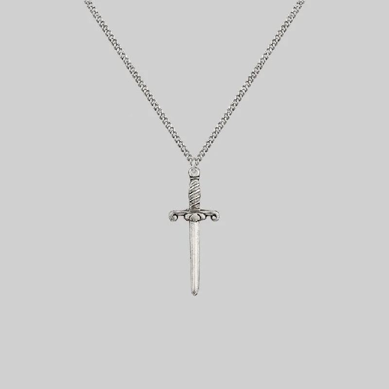 Fashionable Necklaces-TRUST. Dagger Necklace - Silver