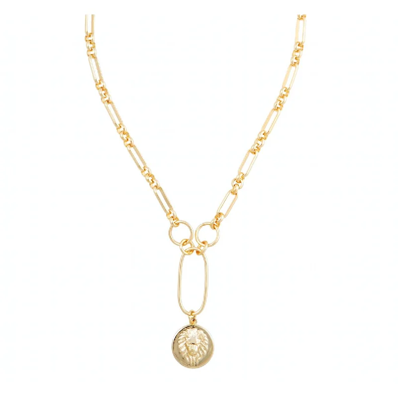 Shiny Necklaces-Zoe Lion Medallion Lariat