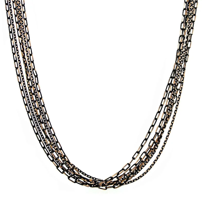 Boutique Necklaces-1928 Jewelry Eclipse Black And Gold Stranded Mixed Chain Necklace 16" + 3" Extender