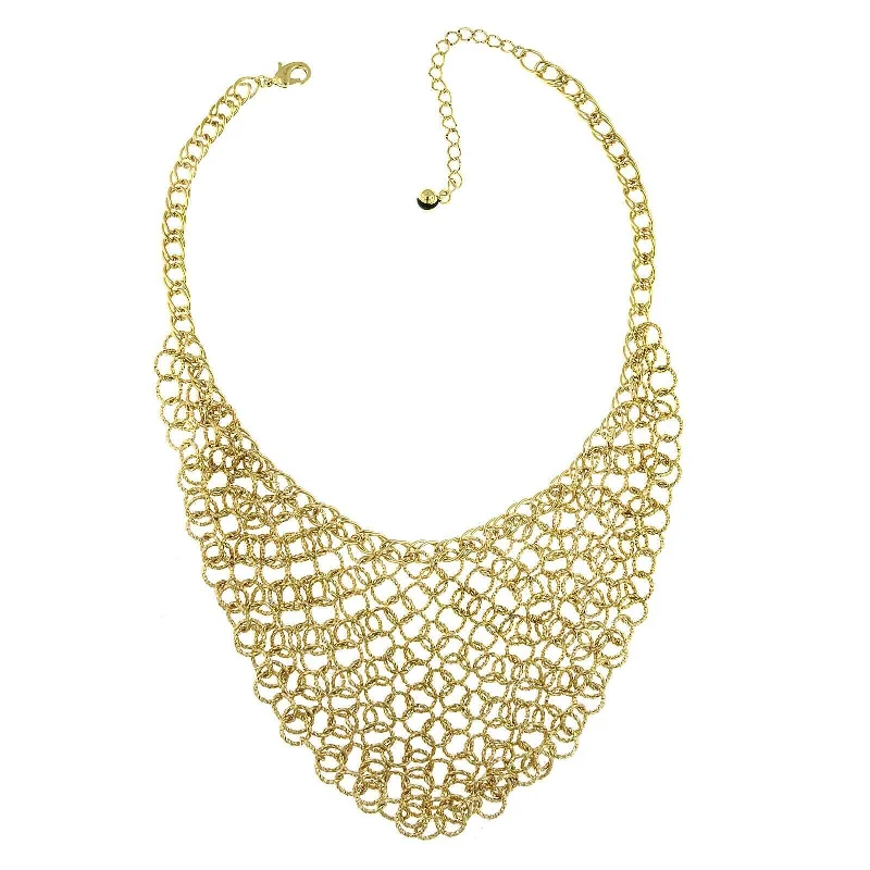 Jewelry Necklaces-2028 Jewelry Gold Linking Statement Chain Bib Necklace 16" + 3" Extender