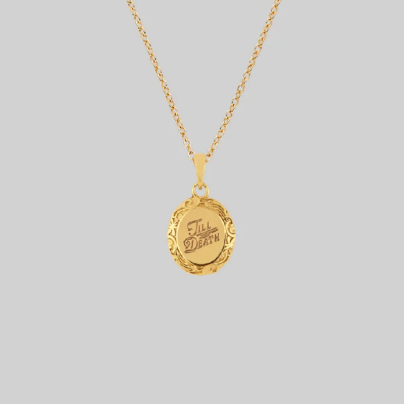 Thin Necklaces-TILL DEATH. Promise Medallion Pendant Necklace - Gold