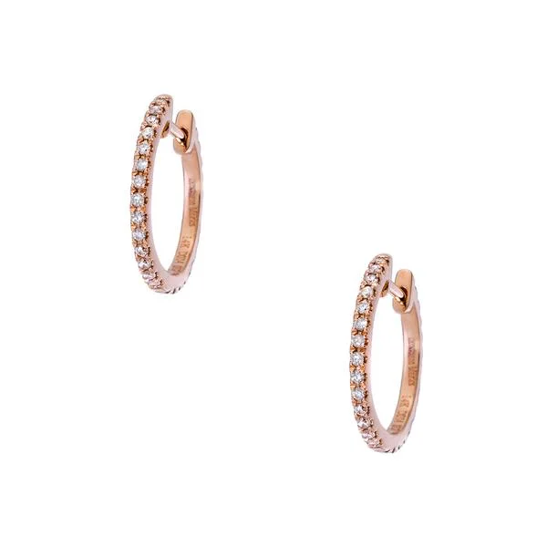 Custom Gold Earrings-Lillian Rose Gold White Diamond 1mm