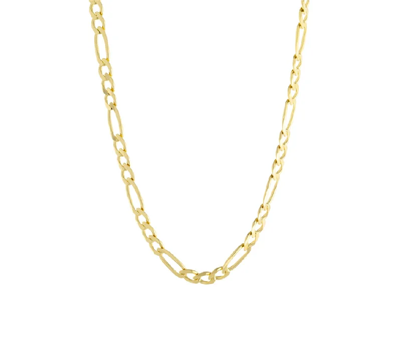 18K Gold Necklaces-Figaro Chain Choker