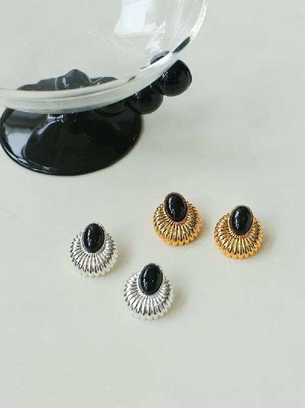 Designer Crystal Drop Earrings-Vintage Black Agate Elegant Earrings