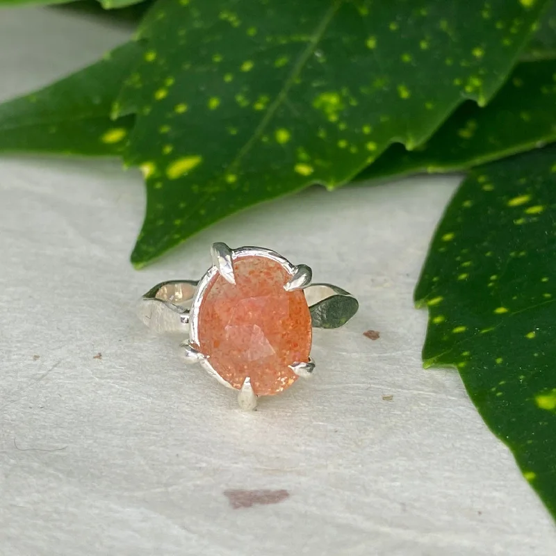 Vintage Diamond Rings-Rose Cut Sunstone Ring