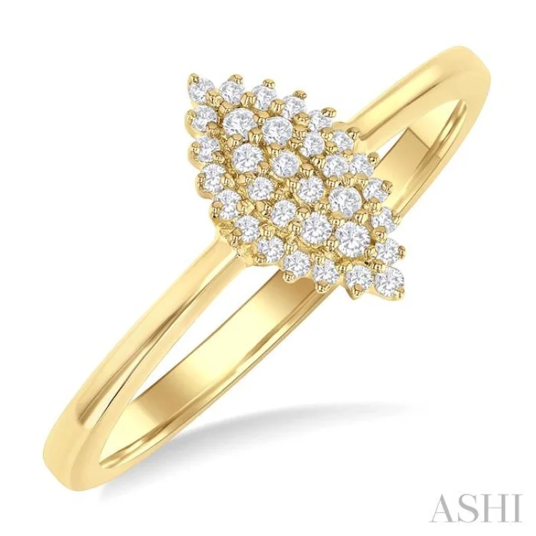 Custom Halo Engagement Rings-1/6 ctw Petite Marquise Shape Round Cut Diamond Cluster Fashion Ring in 10K Yellow Gold