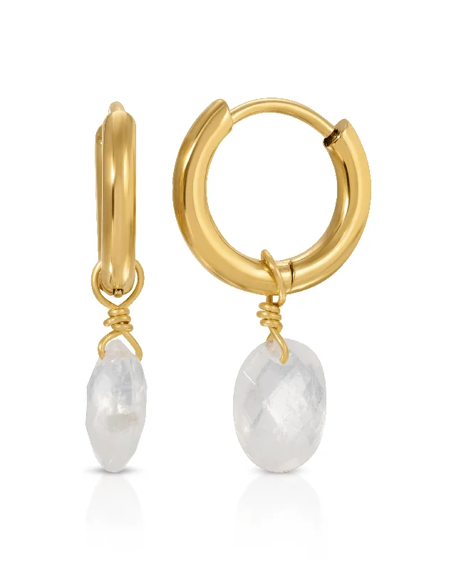 Triple Drop Earrings-Northwich Moonstone Hoops