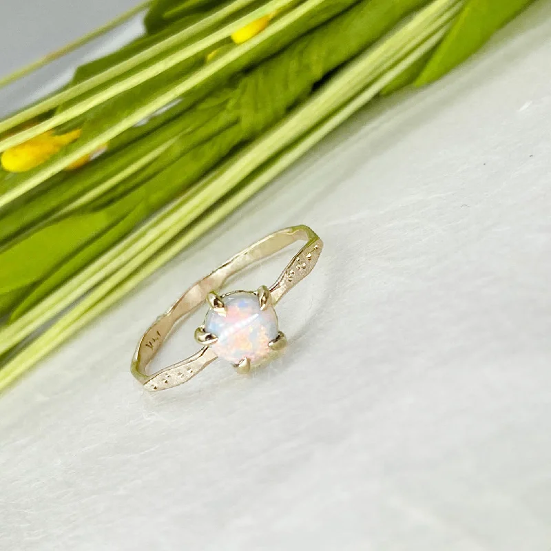 Handmade Engagement Rings-14k Red Nebula Opal Star Dust Ring