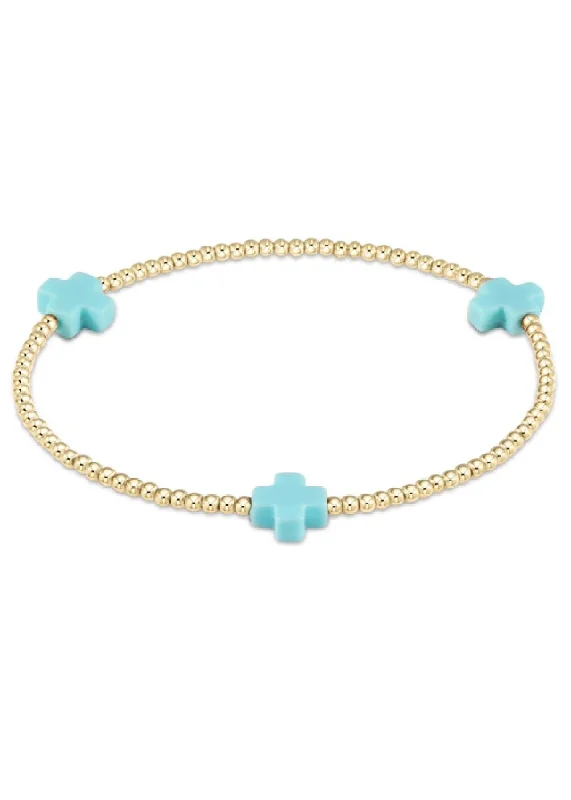 Fashionable Men’s Beaded Bracelets with Charms-SIGNATURE CROSS BRACELET - TURQUOISE