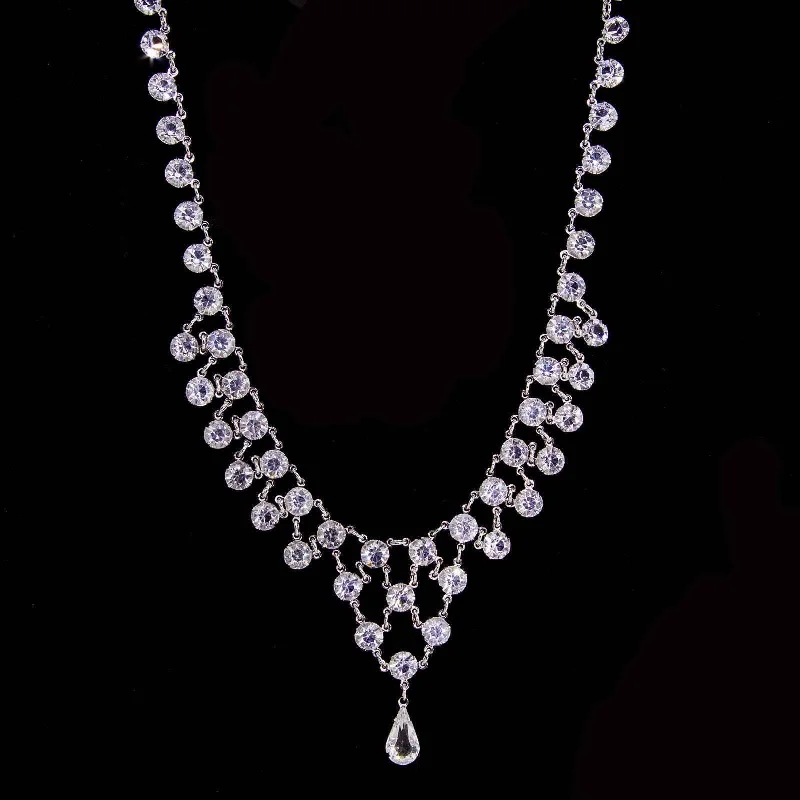 Artistic Pendant Necklaces-1928 Jewelry Tear Drop Austrian Crystal Necklace 15"