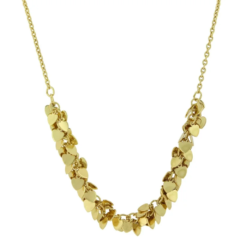 Shiny Necklaces-1928 Jewelry Gold Cluster Heart Necklace 16"