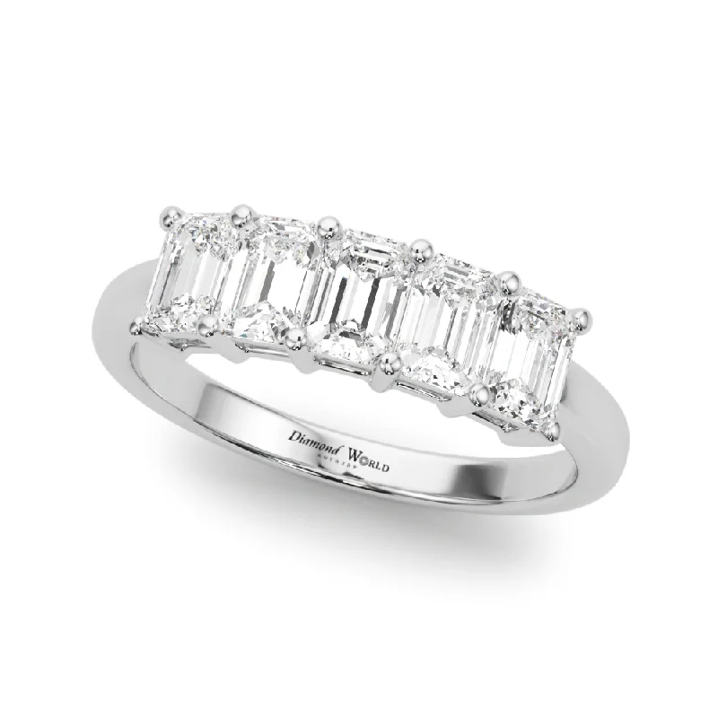 Mixed Stone Engagement Rings-5 emerald cut diamond anniversary ring