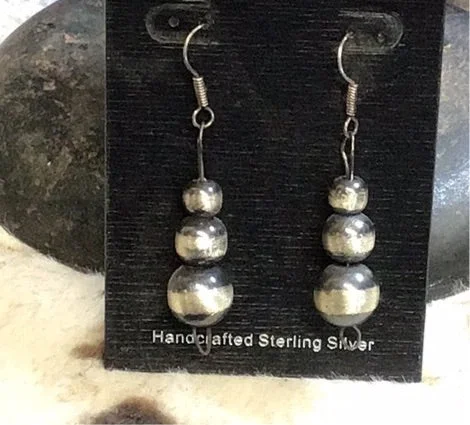 Luxury Drop Hoop Earrings-Navajo 3 Pearl Dangle Earrings