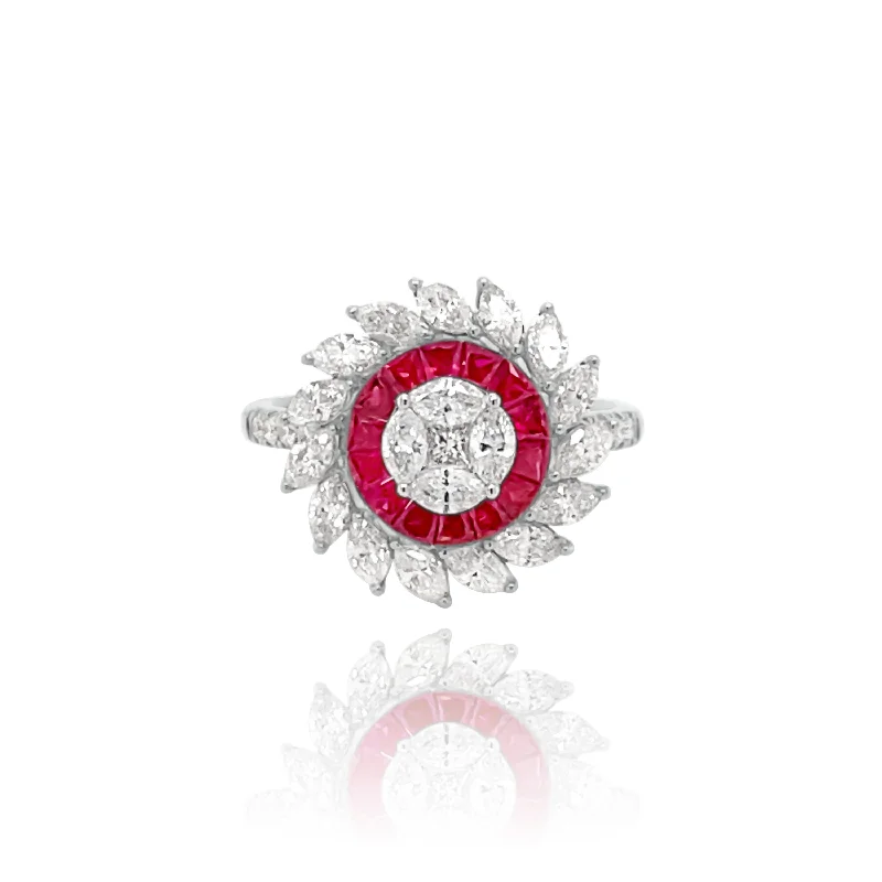 Women’s Vintage Engagement Rings-DIAMONDS & RUBIES "MARS" RING.