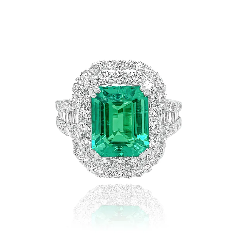 Custom Stacked Rings-DIAMONDS & EMERALD "FRANCOISE" RING.