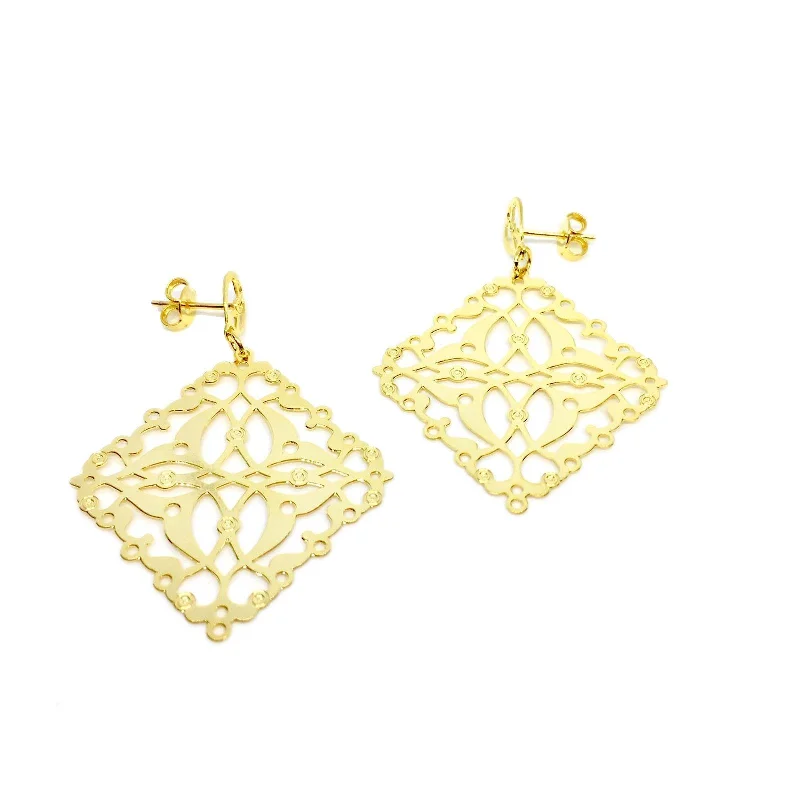 Glitter Gold Earrings-Lorena Square Earrings