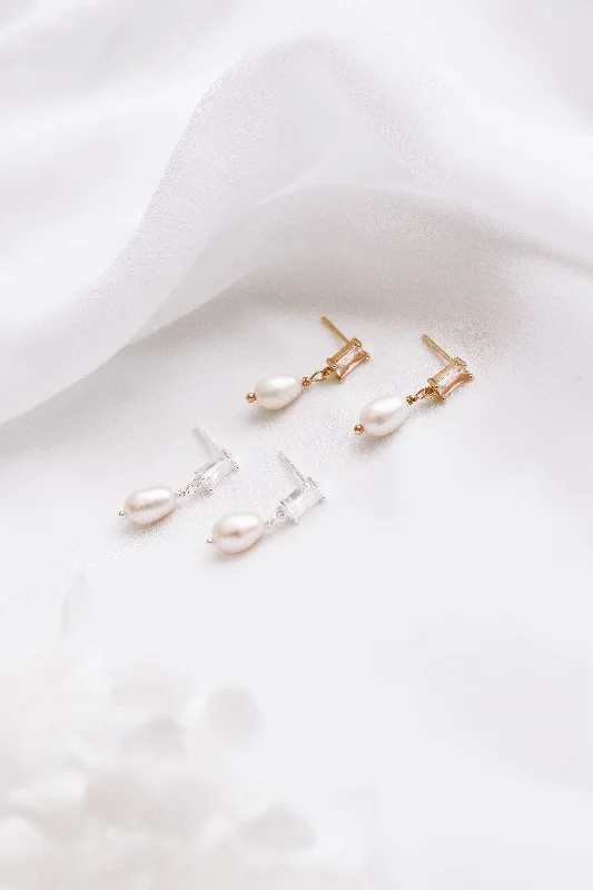 Heart Shaped Earrings-Dawn - Gold Plated Pearl Earrings