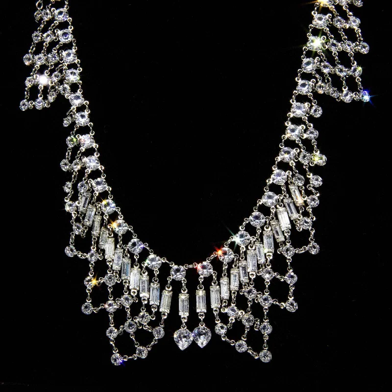 Trendy Pendant Necklaces-1928 Jewelry Vintage Austrian Crystal Bib Necklace 12 - 15" Adjustable