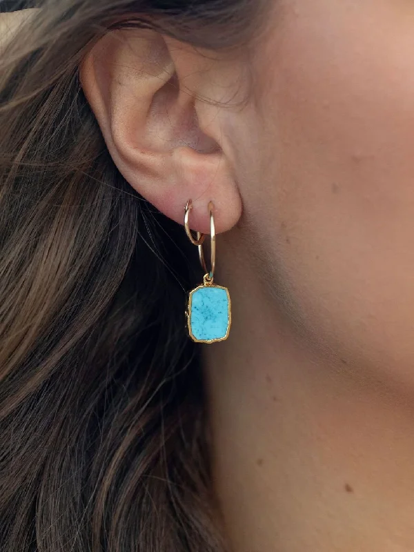 Classic Pearl Stud Earrings-Howlite Turquoise Gold Medium Hoop Earrings - Alaka'i