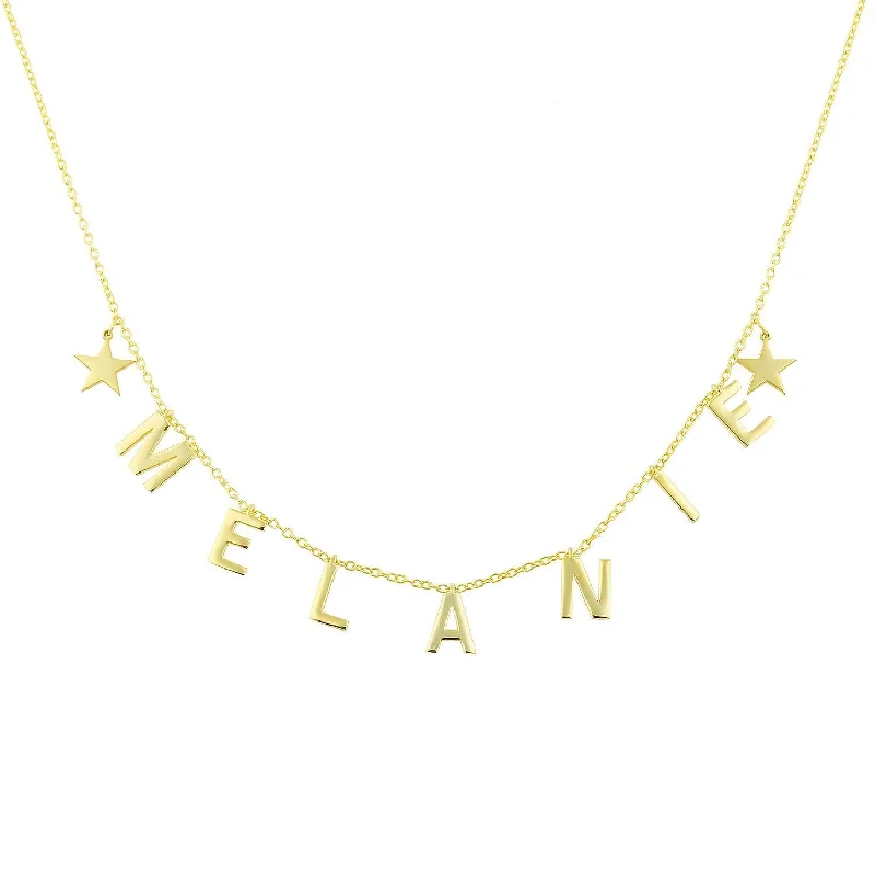 Adjustable Necklaces-Dangling Name Star Necklace