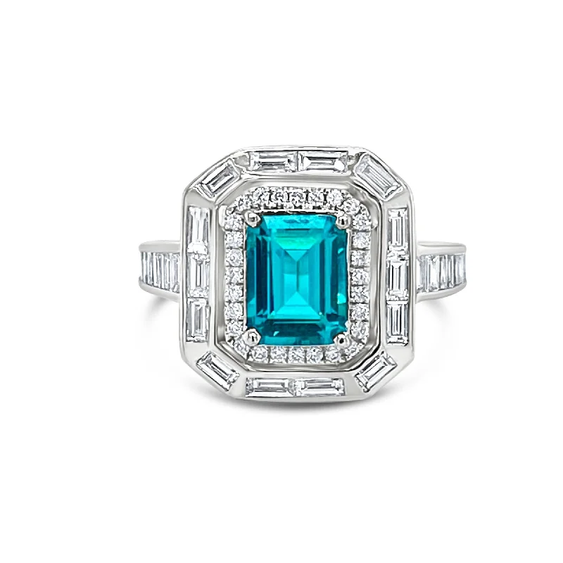 Custom Sapphire Rings-Paraiba & Diamonds "Caroline" Ring