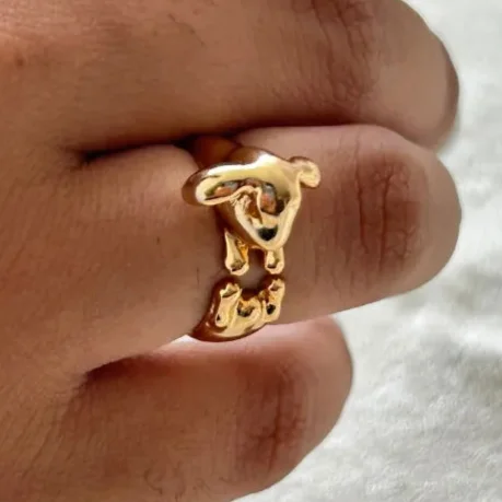 Simple Promise Rings-TFC 24K Bunny Gold Plated Adjustable Ring