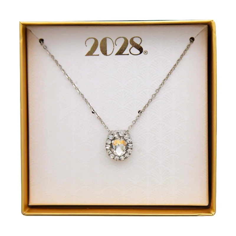 DIY Necklaces-2028 Jewelry Crystal Oval Pendant Necklace 16" + 3" Extender