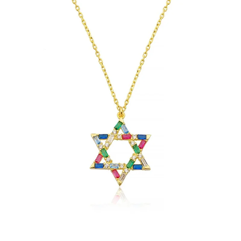 Natural Stone Necklaces-Gemstone Star of David Necklace