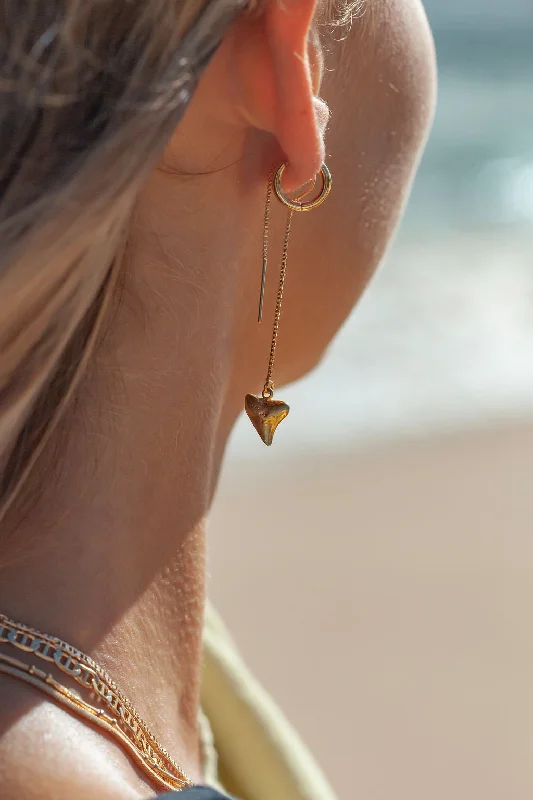 Geometric Stud Earrings-Petite Gold Shark Tooth Threader Earrings - Mano Petite