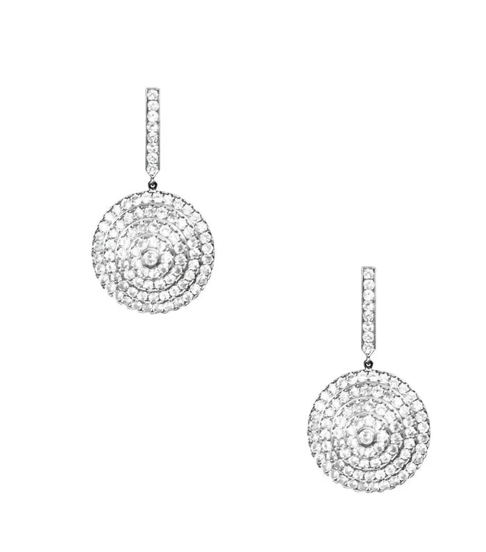 Multicolor Crystal Earrings-Soleil White Gold Earrings with Diamonds